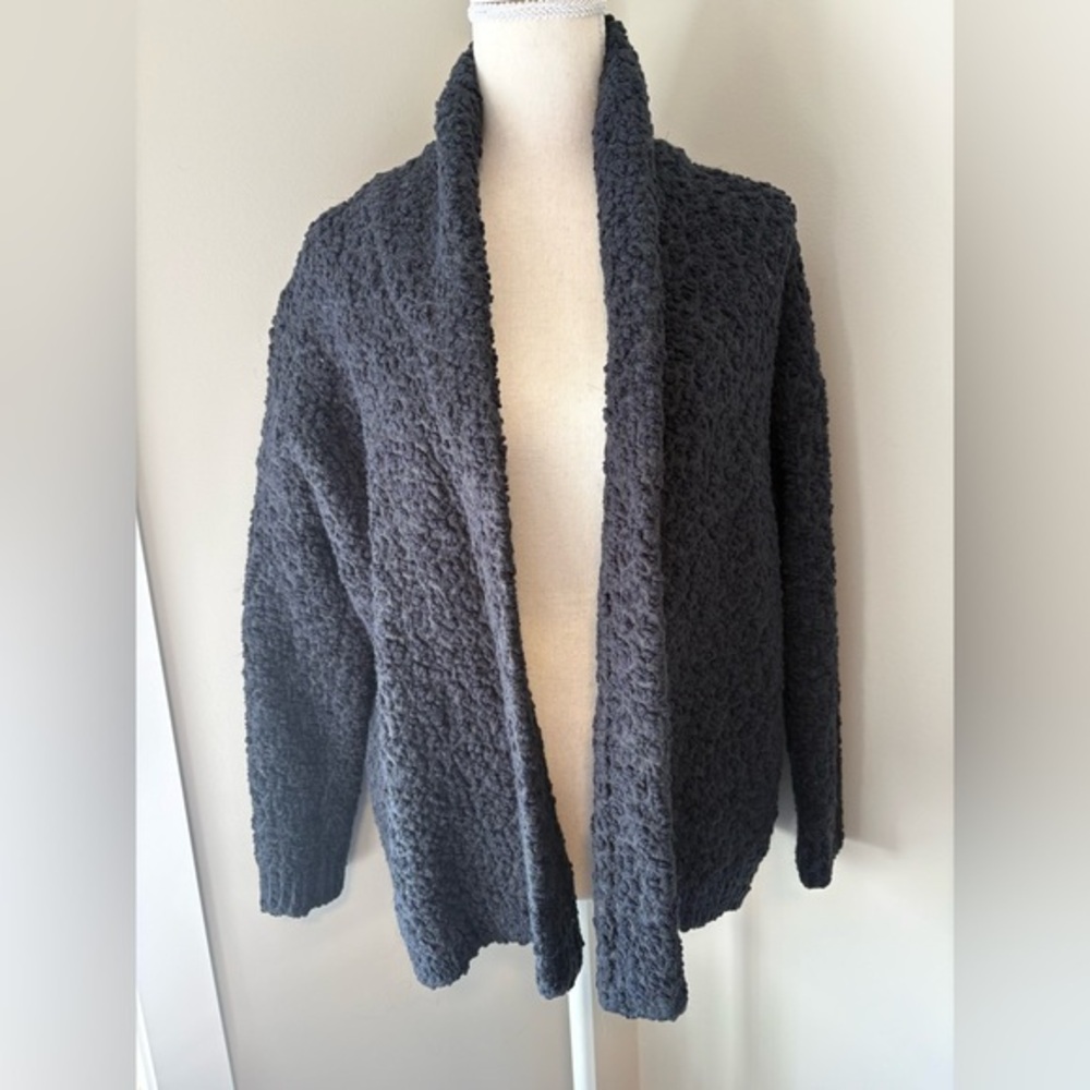 John + Jenn x Indigo Oversized Teddy Bear Cardigan S/M Charcoal Navy
